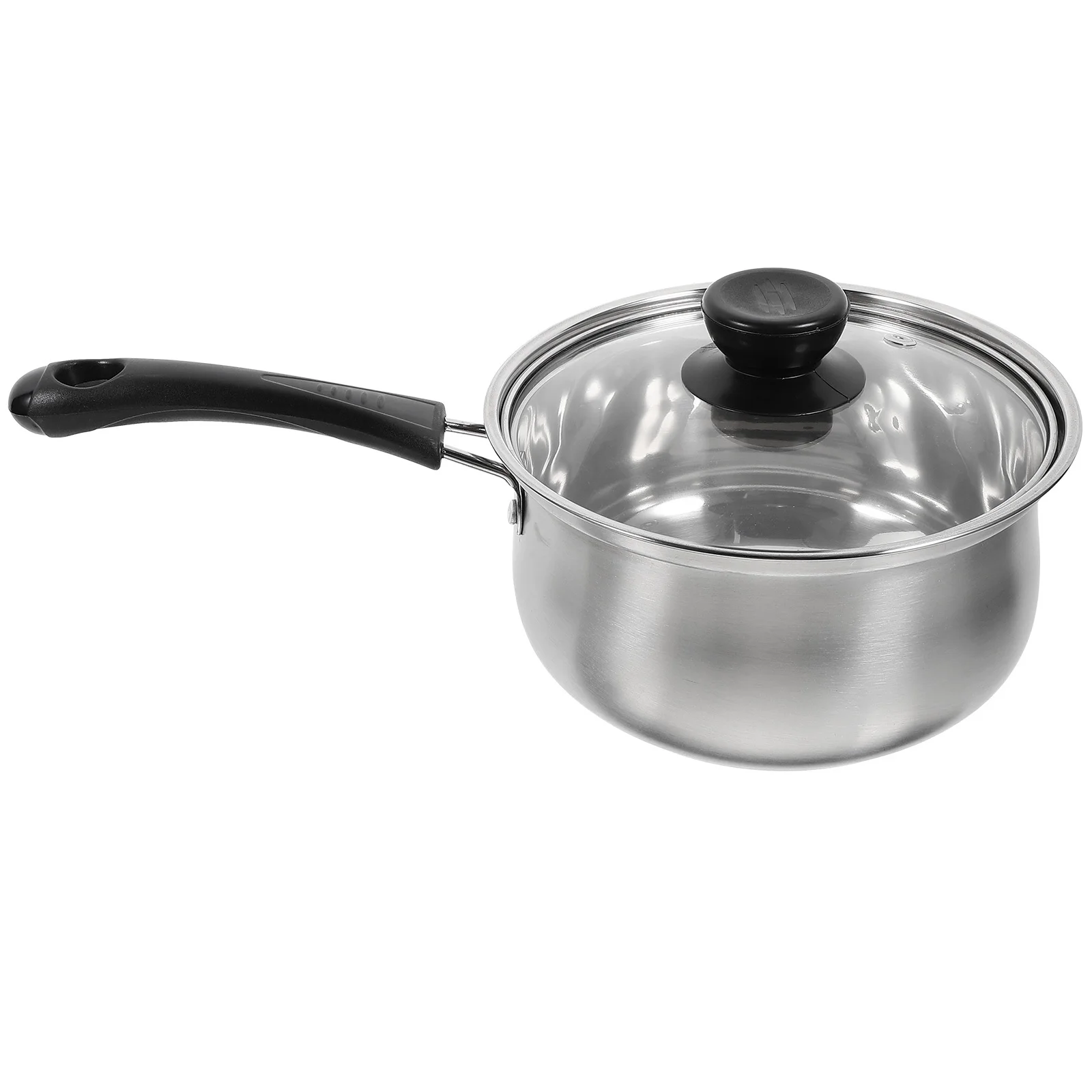 

1pc Thickened Milk Pot Stainless Steel Glass Lid Soup Saucepan For Food Coffee Heating Kitchen Cookware Baking Tool Mini