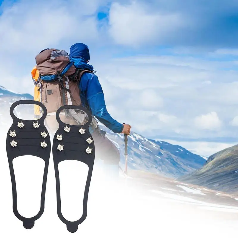 Ice Cleats for Shoes Non-Slip Snow Traction Crampon with 6 Spikes Ice Grippers 1 Pair Boots Spikes for Ice Snow Hiking Climbing