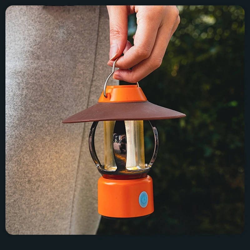Retro Hanging Lamp Portable Camping Lamp Flashlight Multifunctional Rechargeable Lighting