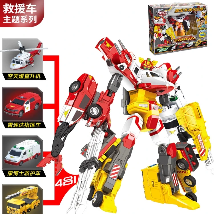 รถของเล่นหุ่นยนต์แปลงร่างสำหรับเด็ก รถแปลงร่างเทพเจ้า รถกู้ภัย รถรุ่นยักษ์