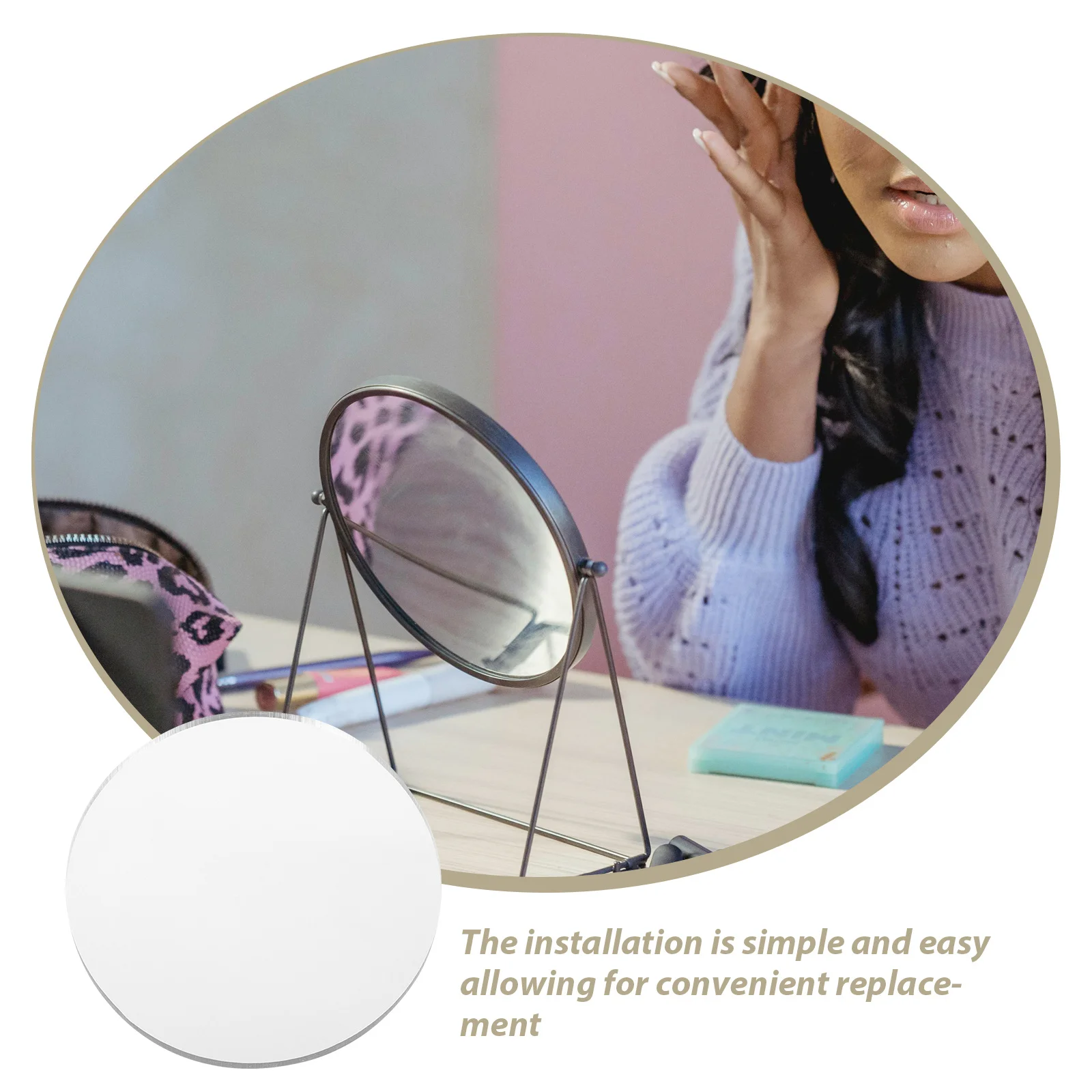 

8Pcs Round Mirror Replacement Parts 10Cm Acrylic Mirror Sheets for Makeup Vanity DIY Craft Projects Small Travel Mirrors