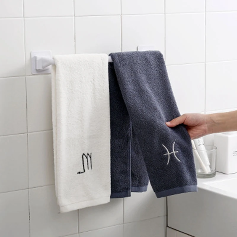 Self Adhesive Towel Holder Towel Rack Bathroom Towel Hanger Wall-Mounted Towel Bar Kitchen Rag Dishcloth Clip Towel Organizer