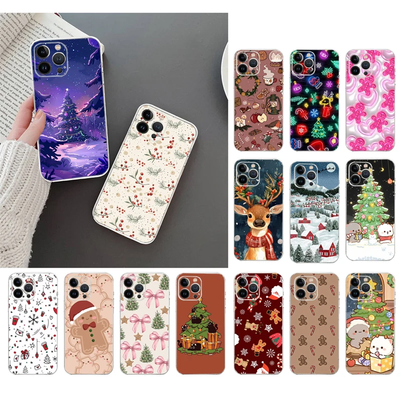 

Christmas Aesthetic Cartoon Cute Phone Case Carcasa Funda For iPhone 17 Pro Max Air 16 15 14 13 Pro Max 15 16 Pro 15Plus Case