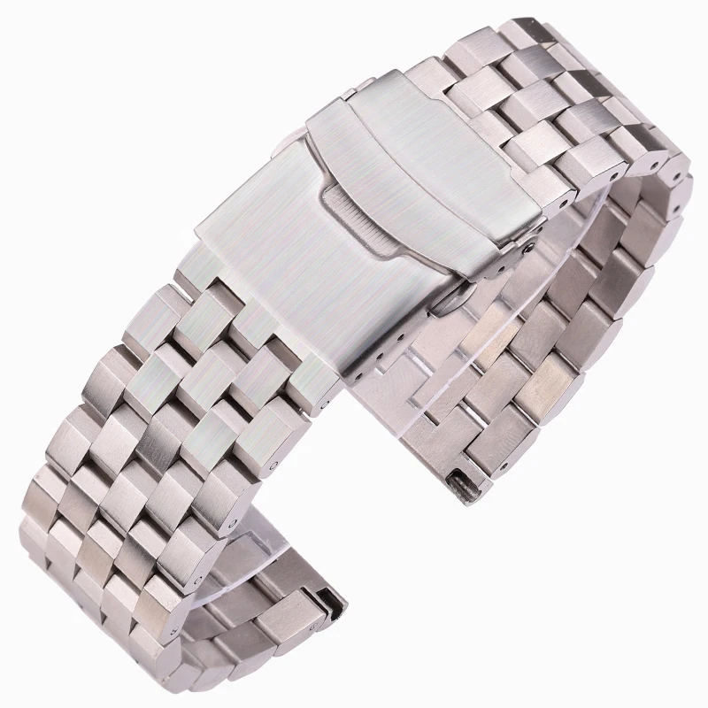 

316l Solid Stainless Steel Watch Band Bracelet 18mm 20mm 22mm 24mm Women Men Silver Brushed Metal Watchband Strap Accessories