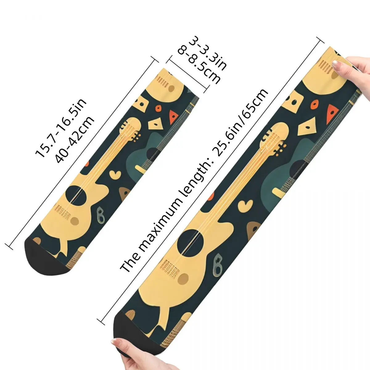 Vintage Metal Music Guitar Men's Socks Rock And Roll Music Unisex Novelty Seamless Printed Funny Crew Sock Gift