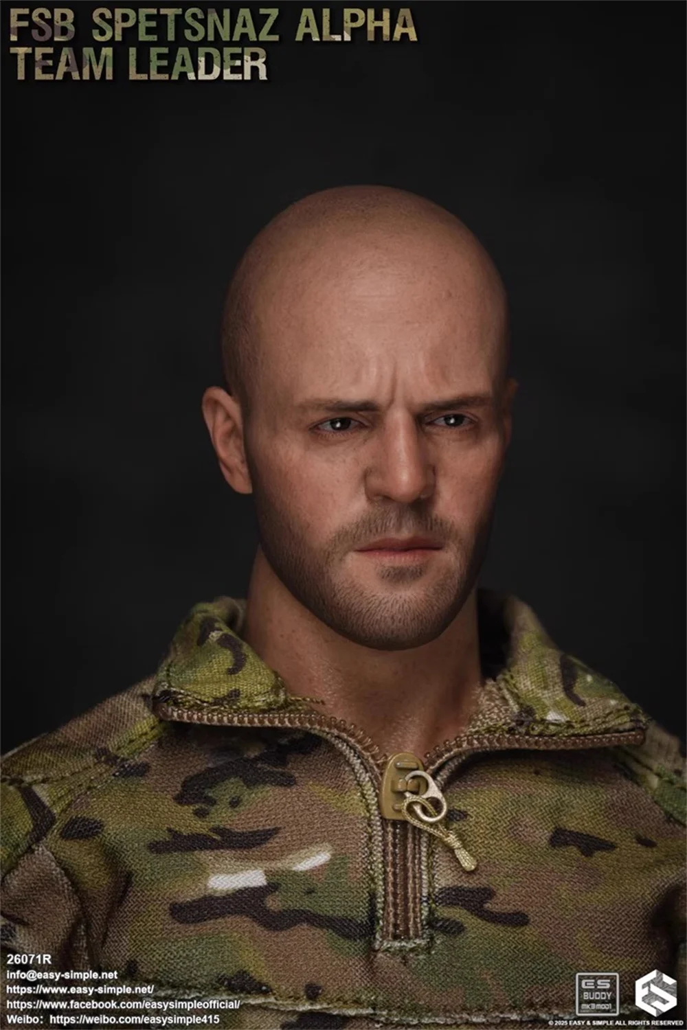 

1/6 EASY&SIMPLE ES 26071R The Russian Man Soldier Man Male Head Sculpt Carving Bald Version Guo Da Toys Model For 12" Doll DIY