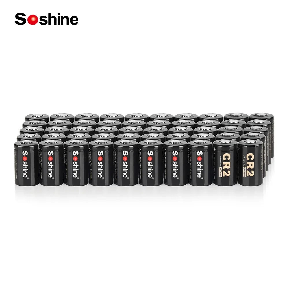 Soshine 50pcs CR2 3V Primary Lithium Battery 3-Volt 1000mah Batteries Non-Rechargeable Battery for Microphones Smoke Detector