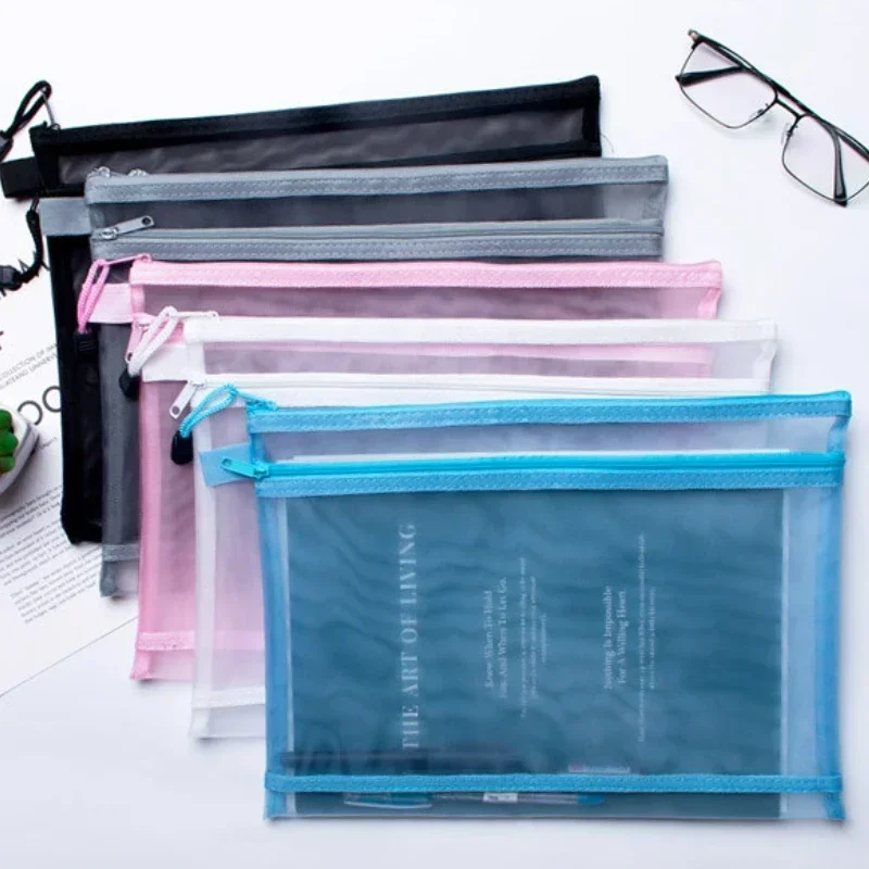 Women Makeup Bags Double Layer Nylon Mesh Cosmetic Storage Bag  Student Stationery Document Bag Organizer Pouch