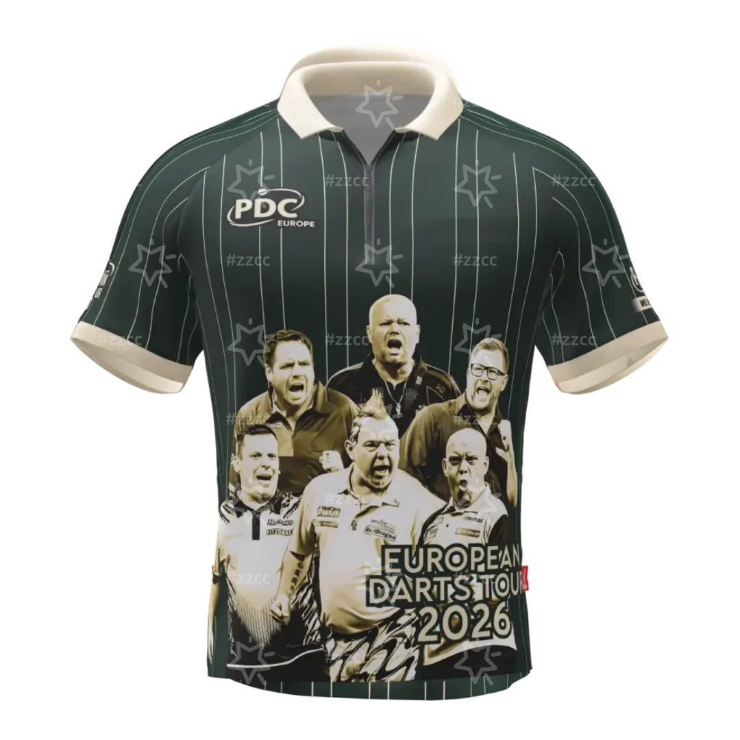 

Футболка PDC Tourshirt V4 Legends 2026 для дартса, поло, спортивная, быстросохнущая, мужская, детская, женская