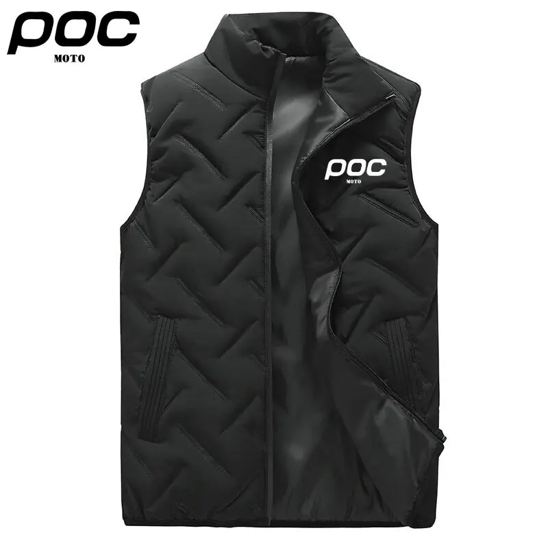 MOTO POC New Winter Cycling Vest Men Solid Color Stand Collar Breathable Thermal Waterproof Tank Tops Down Hiking Bicycle Vests