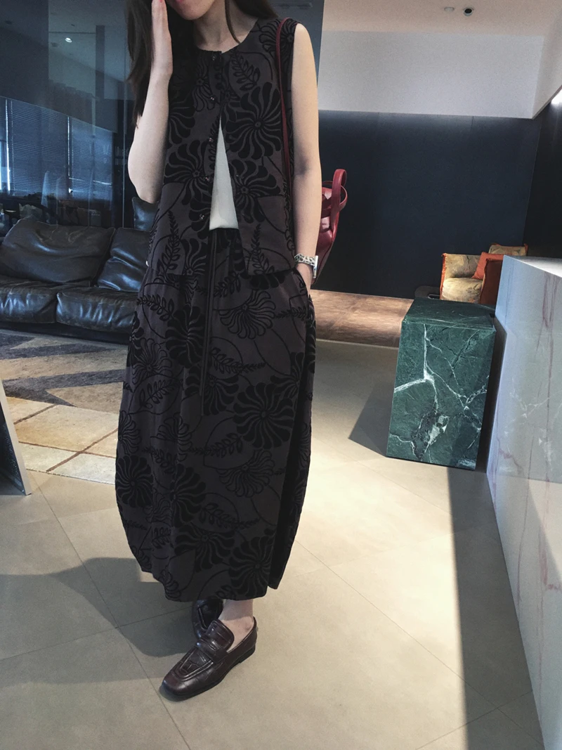 

Cuijia Double Silk Velvet Fabric Yumei Process Vest Skirt Set H37052 Spring Fashion Women's Loose Fit Print Outfit