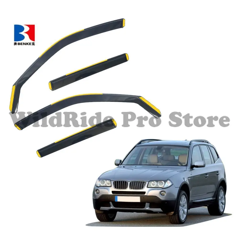 1 set For IN-CHANNEL Window Visor for BMW X3 E83 2003-2009 Vent Deflectors Rain Sun Guards Window Deflectors Tape-On Vent Visors