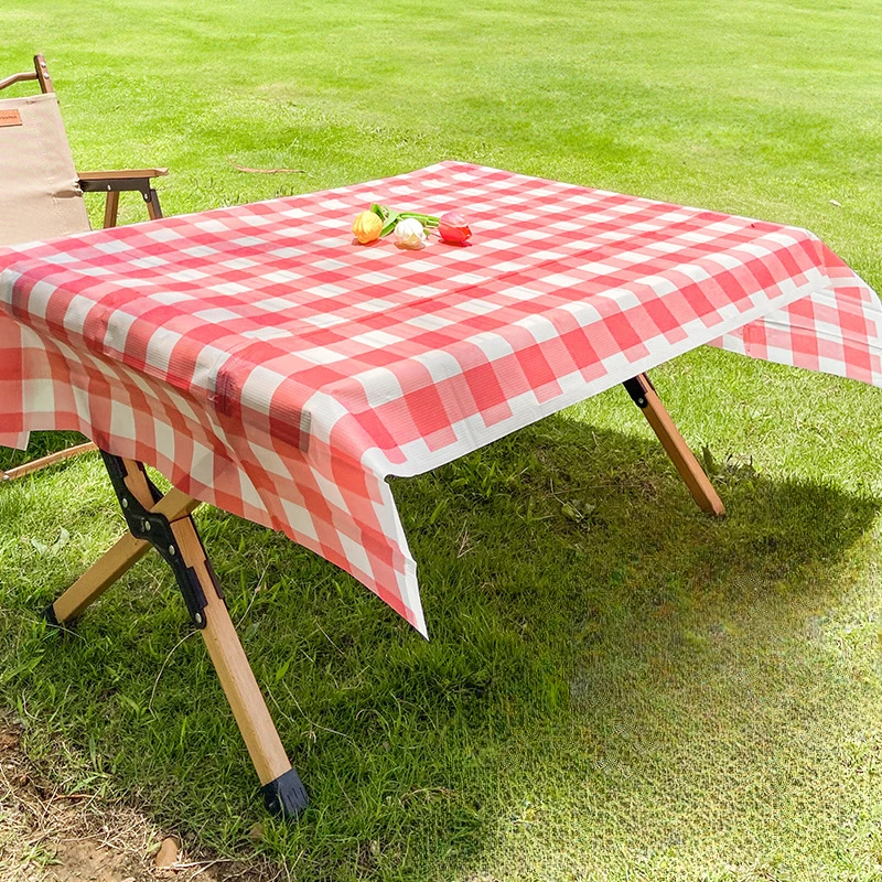 1PC Checked Tablecloth Disposable Plastic Tables Covered Rectangular Table Covers for Birthday Party