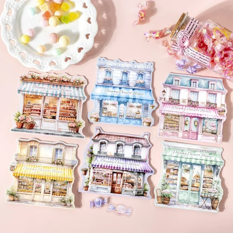 30pcs PET Scrapbook decorative stickers Dreamy Sticker Cake Background Dessert House package dessert material 133*120mm