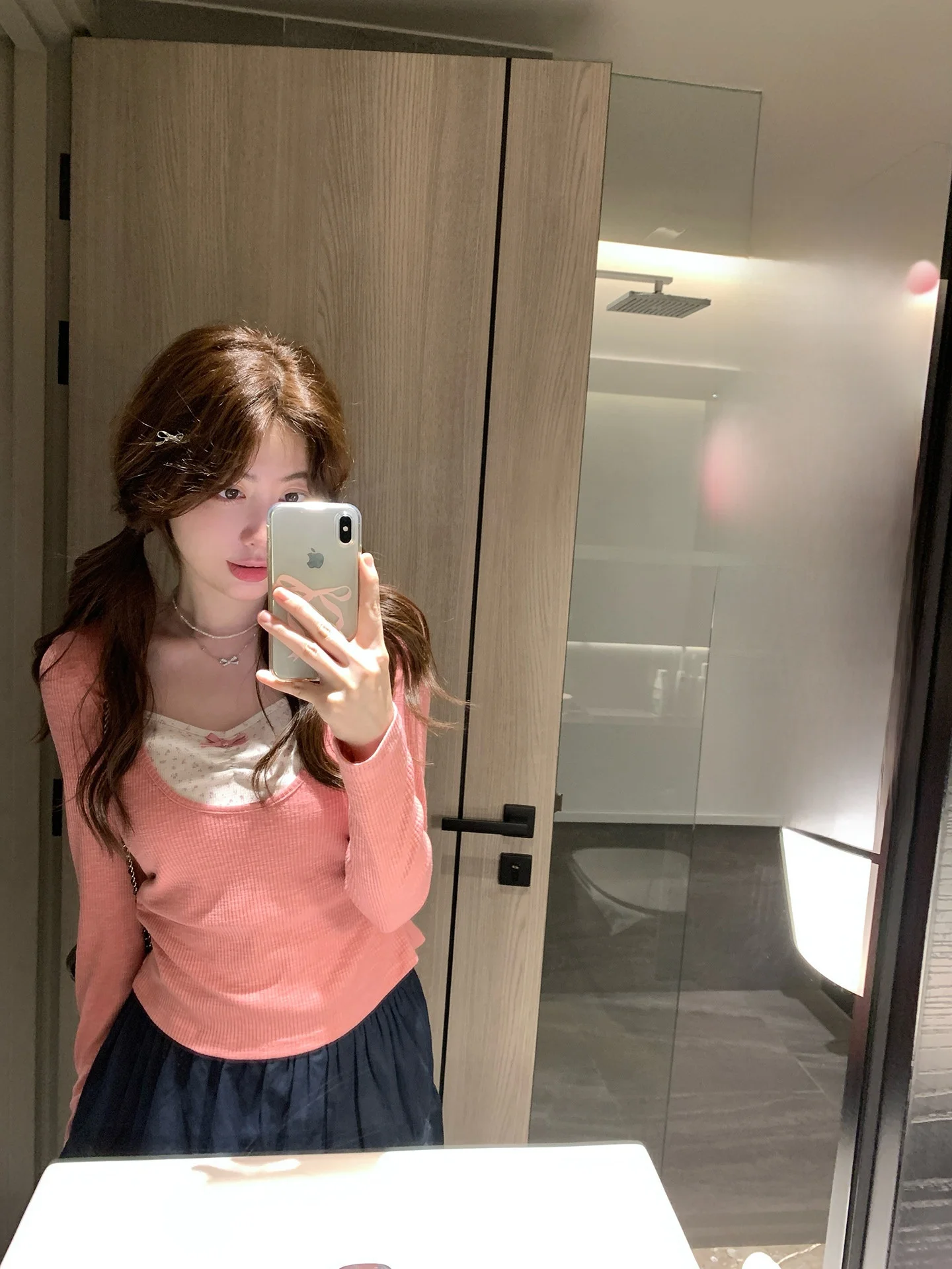 

Sweet Sle Long Sve Knitted U-Ne T-irt Women's Faion Spring Summer New Arrival Versatile PtonUmi Rose Mage Rt