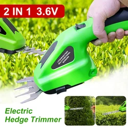 2 In 1 Electric Hedge Trimmer 3.6V Cordless Hedge Cutter Portable One-handed Grass Trimmer Garden Weeding Shear Pruning Mower