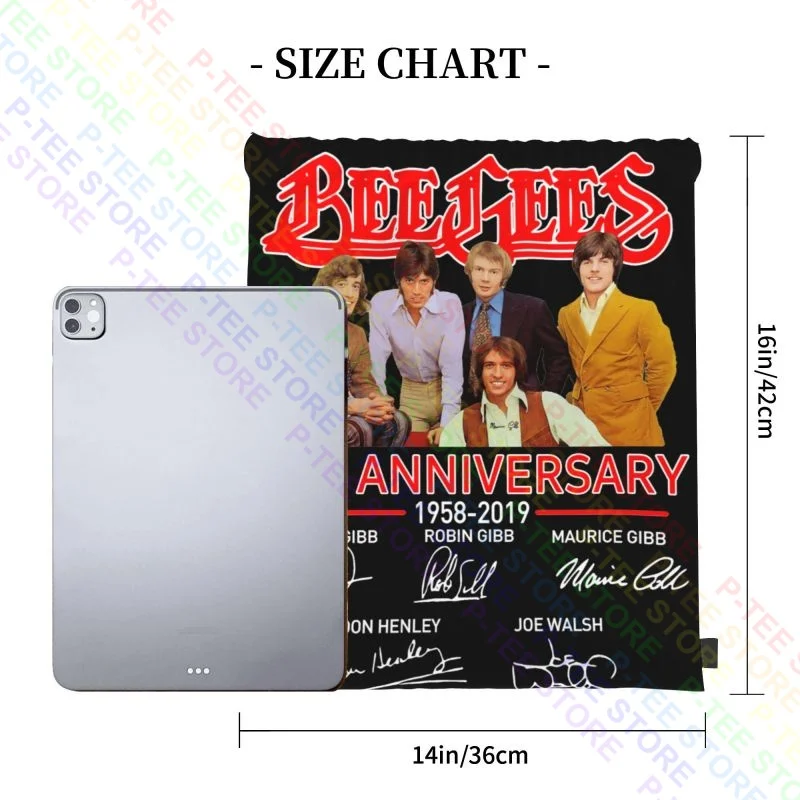 Beegees 61Th Anniversary 1958 2019 Signatures Drawstring Bags Gym Bag School Backpack Gym Tote Bag Riding Backpack