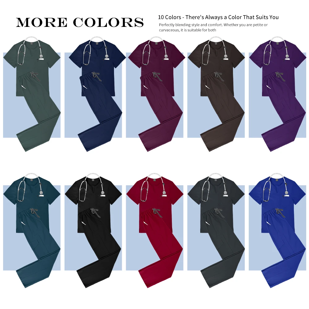 Uniforme d'infirmière multicolore pour femmes, vêtements de médecin pour animalerie, vêtements de travail pour chirurgie médicale, ensemble de blouses, hauts à manches courtes + pantalons, vêtements d'allaitement