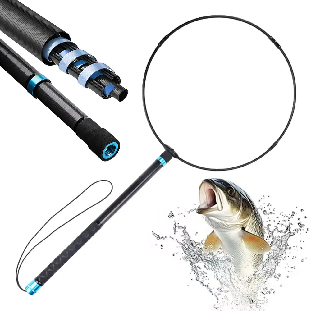 

Fishing Landing Net Circle with Telescopic Landing Net Handle Fishing Net Ring Folding Fishing Dip Net Ring Fishing Supplies