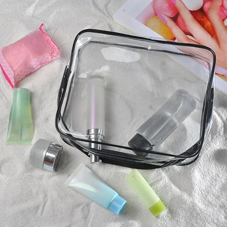 Brand Design Transparent Makeup Bag Thickened PVC Cosmetics Storage Bag Waterproof Travel Portable Toilet Bag Set