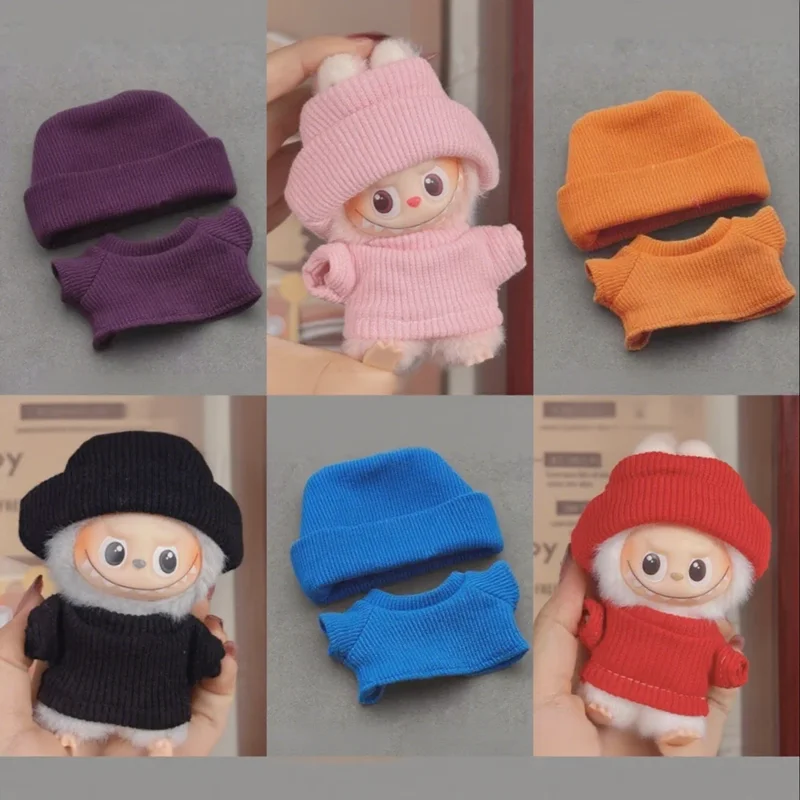 

Одежда для куклы labubu, вязаная шляпа с клапаном, футболка, комплект одежды для Labubu 4,0, булавка с монстрами для серии Love, аксессуары «сделай сам»