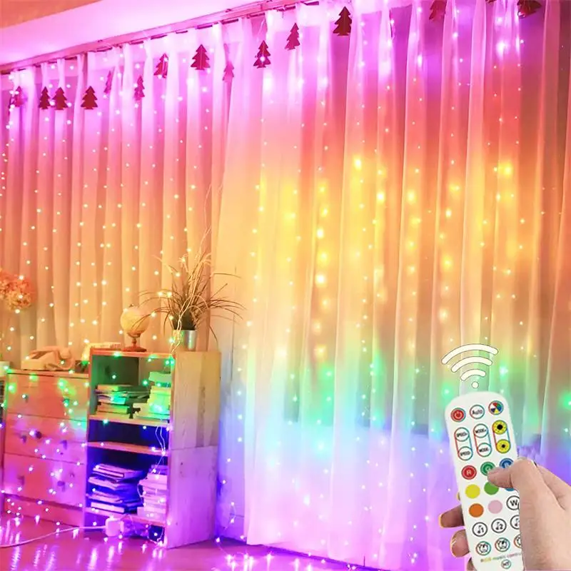 Tuya Smart Life Wifi Bluetooth Curtain Light String Fairy Lights Festival Decor Festoon LED Garland Work With Alexa Google Home