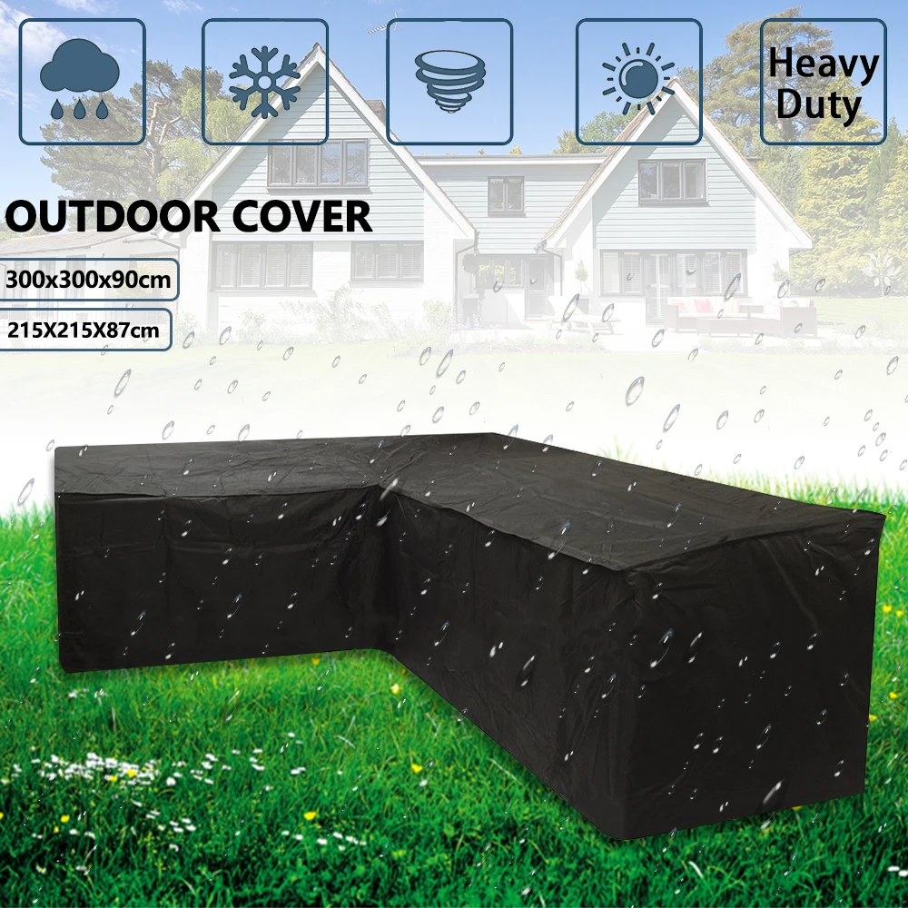 Black Outdoor Furniture Covers Waterproof Rain Snow Dust Wind-Proof Anti-UV Polyester Fiber Garden Lawn Patio Furniture Covers