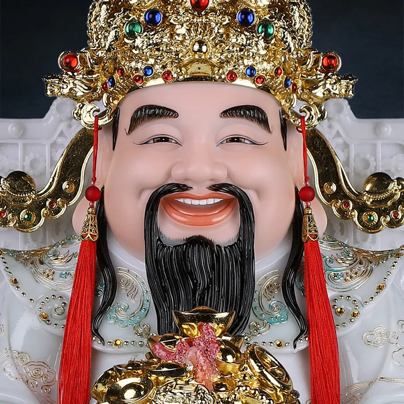 CZ White Jade God of Wealth Statue Wen Cai God Ye Fan Li Buddha Statue Company Shop Household Offering Ornaments