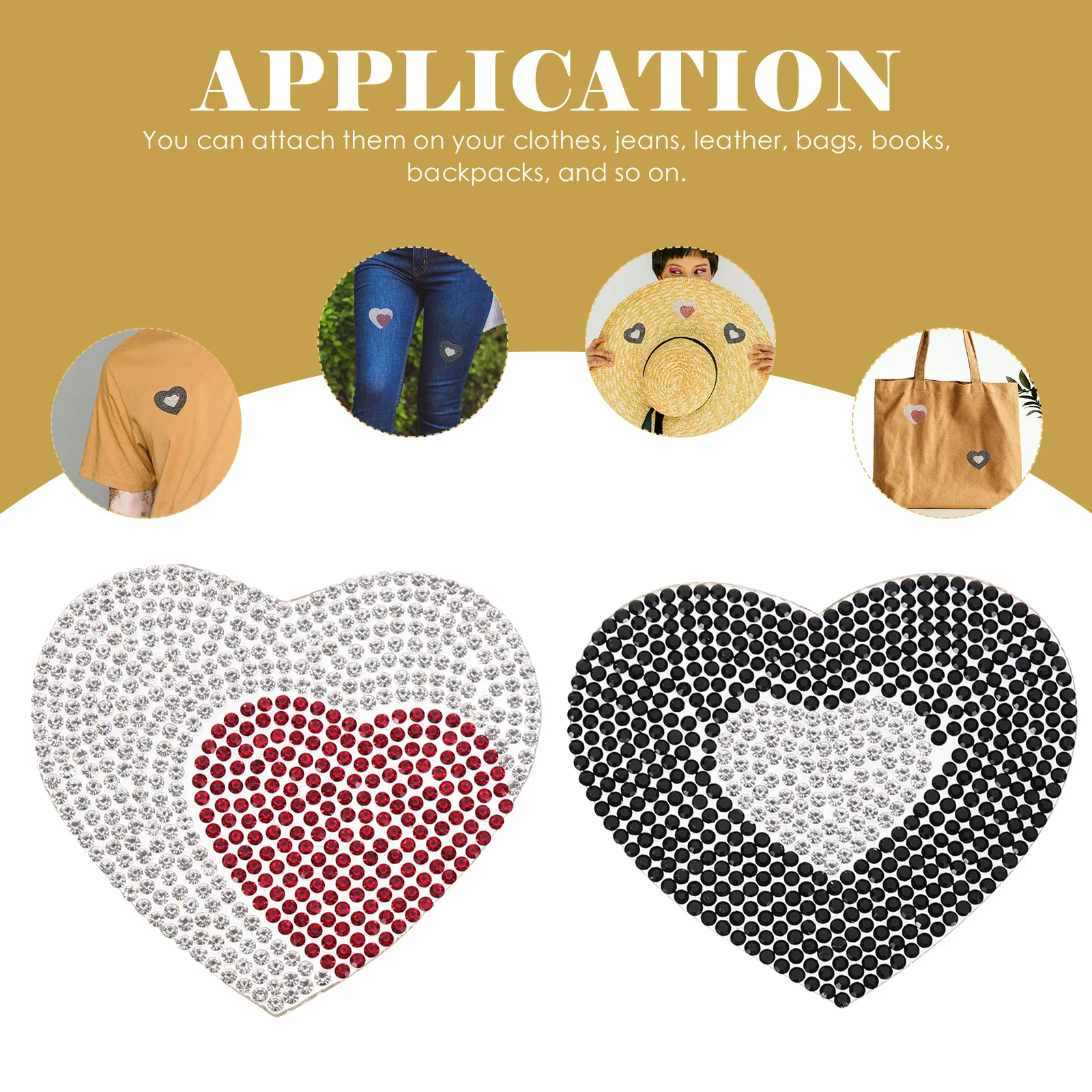 

8pcs Heart Patches Rhinestone Applique For Clothes Jeans Bags Hats Diy Repair Decoration Craft Sewing Supply