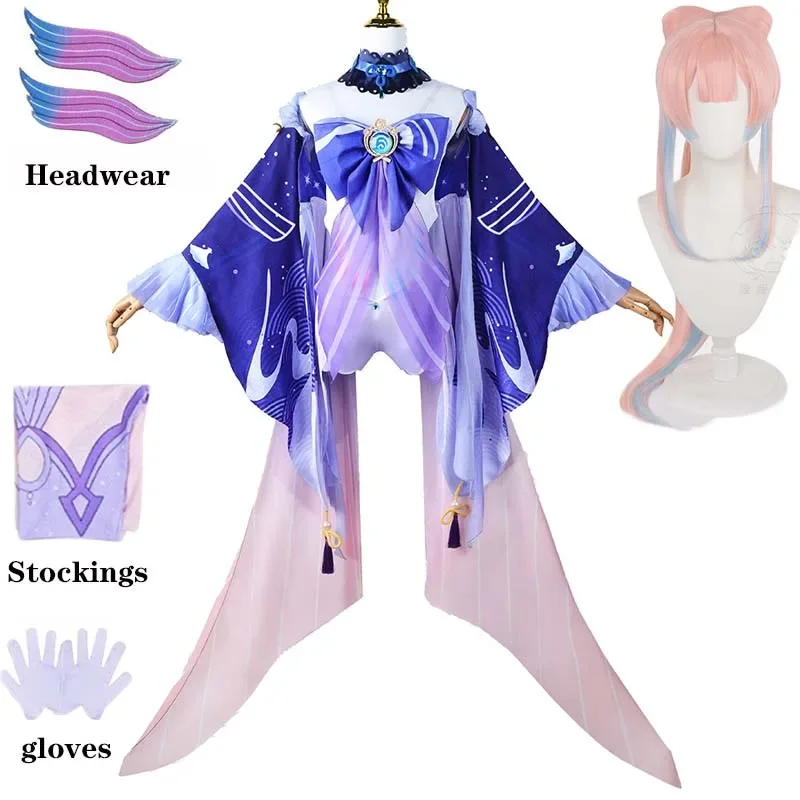 Sangoiya kokomi cosplay costume pearl of wisdom kokomi outfit dress wig full set Comic Con