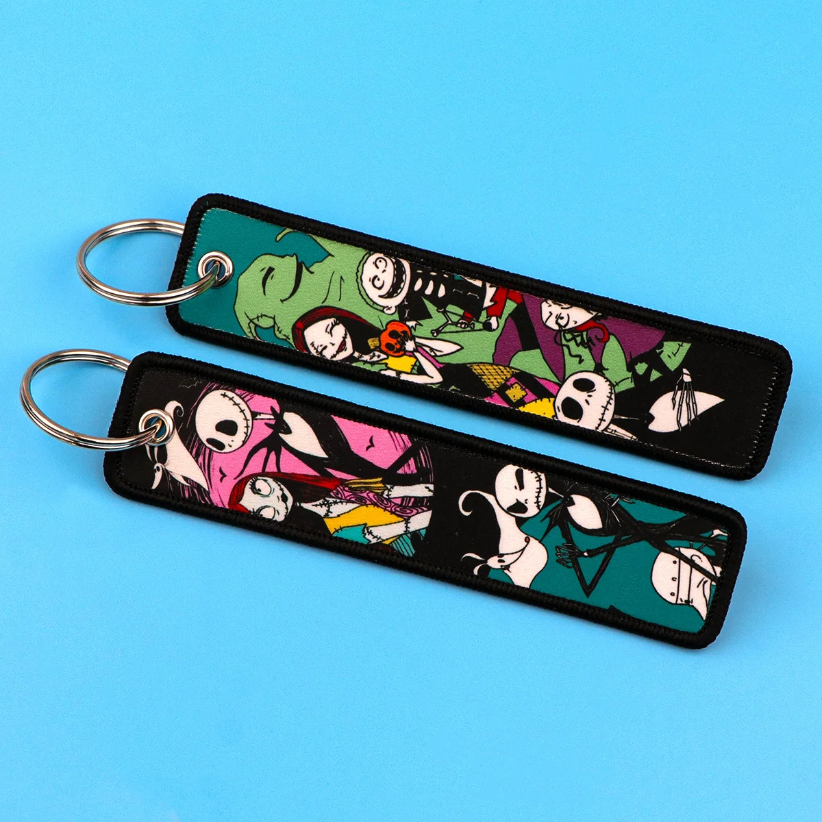 

Cartoon Skull Embroidery Keychain Key Tag For Motorcycles Cars Backpack Chaveiro Keyring Accessories Fashion Halloween Gifts