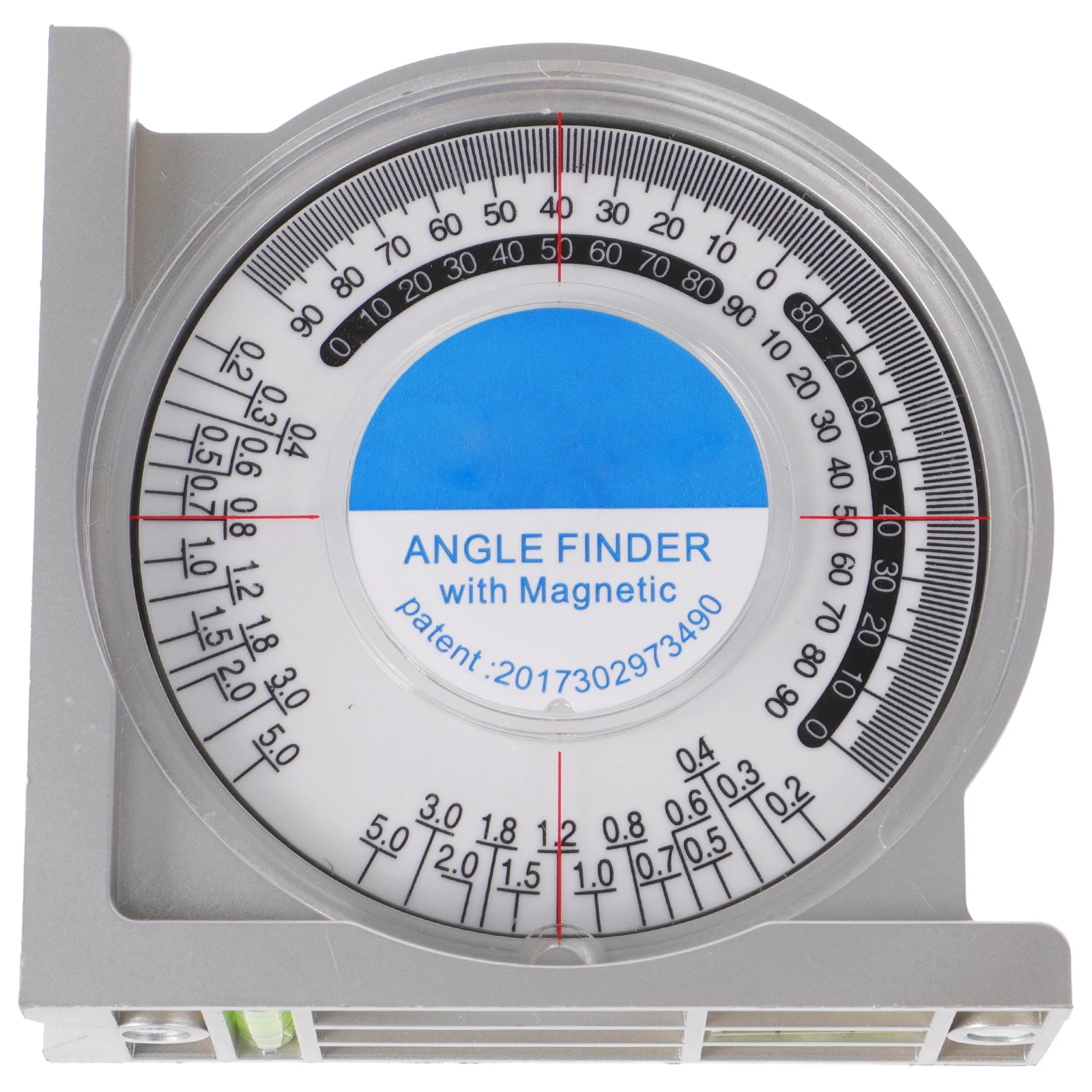 

Silver Angle Meter Multipurpose High Precision Inclinometer Bubble Level Gauge Measuring Tool Portable Lightweight for Slopes