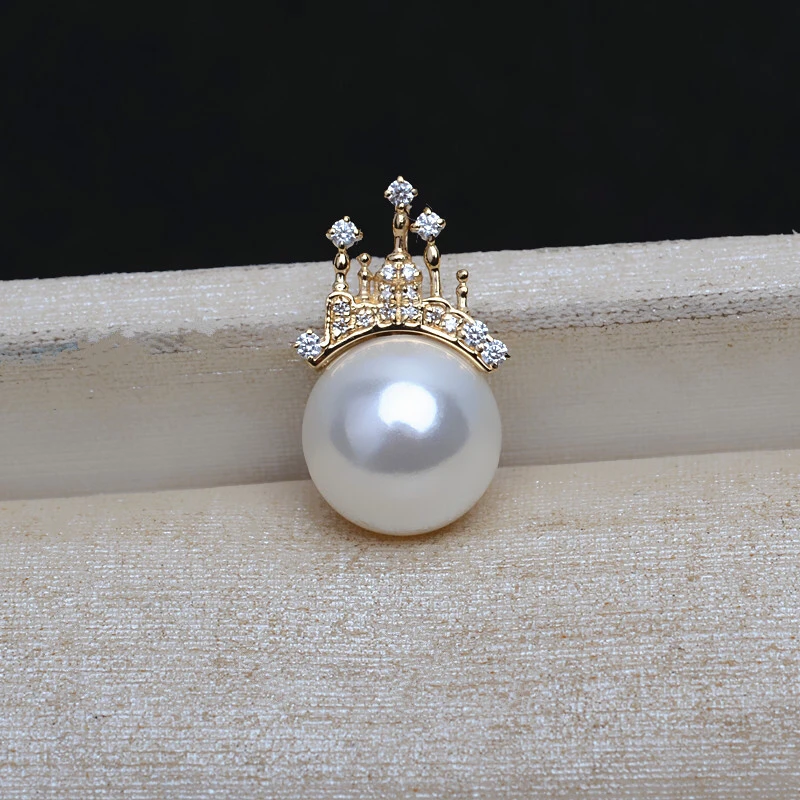 

Castle Shape Real AU750 18K Gold Pendant Mountings Findings Jewelry Settings Accessories Base Parts for Pearls Beads Stones