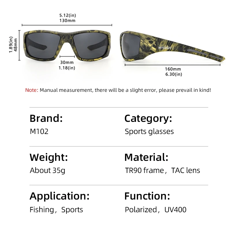 Mygaga Sunglasses Outdoor Sports Glasses Fishing Mountaineering Running Mirror Hunting Protective Camouflage Polarized Goggles