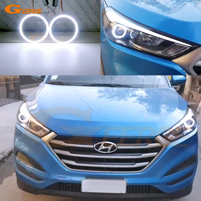 لشركة هيونداي توكسون TL TLE 2015 2016 2017 2018 ممتاز ضوء النهار الترا برايت COB Led عيون الملاك عدة خواتم هالة