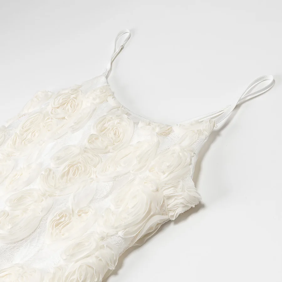 ชุดเดรสผู้หญิงลายดอกไม้ปะติดปะต่อ สายเดี่ยว ลายจุด ผ้าโพลีเอสเตอร์ สำหรับฤดูร้อน