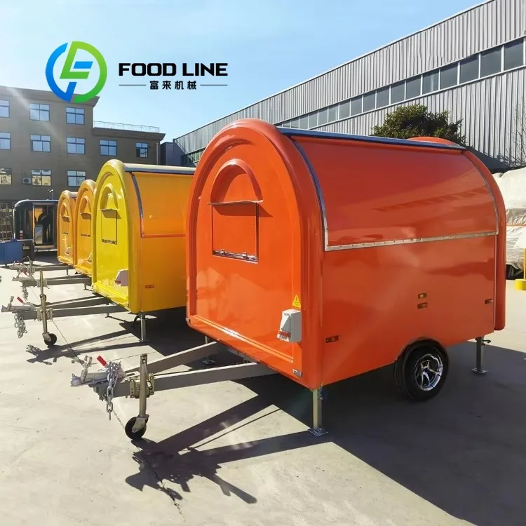 Small Mobile Kitchen Remorque Food Truck Foodtrailer Mini Square Hamburgers Pizza BBQ Fast Food Trailer Cart for Sale