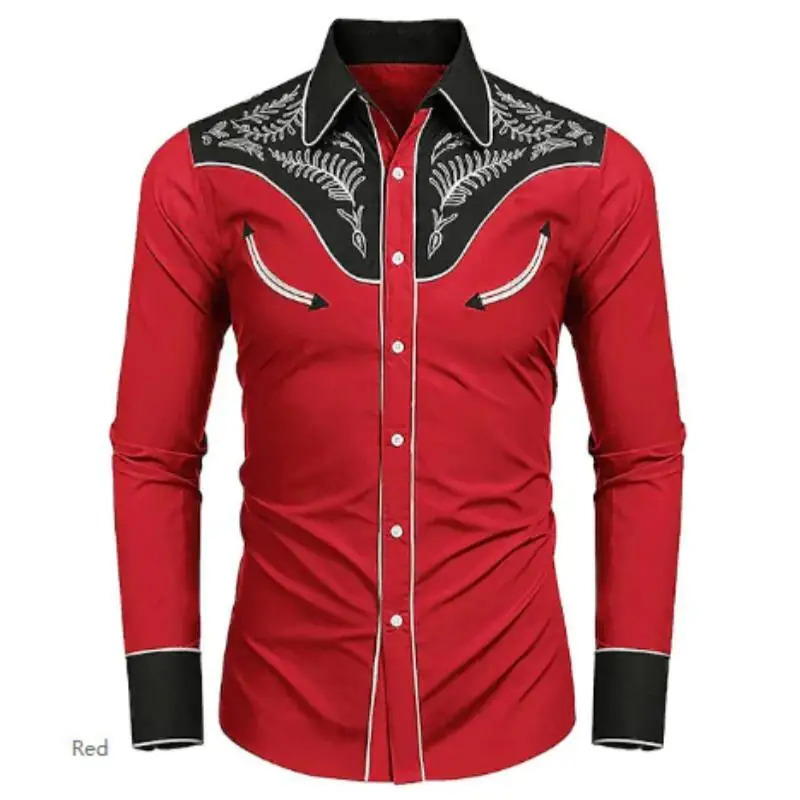 Western Tribal Ethnic Lapel Men\'s Casual Sports Outdoor Street Long Sleeve Button Top Shirt Suit Lapel Clothing Casual Comfort