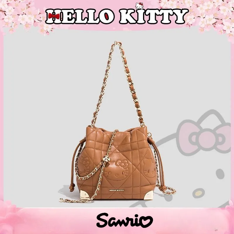 Borsa a secchiello con catena a tracolla Sanrio Hello Kitty Cartoon Anime Print Accessori Borsa a tracolla moda donna Kawaii Sweet Ins