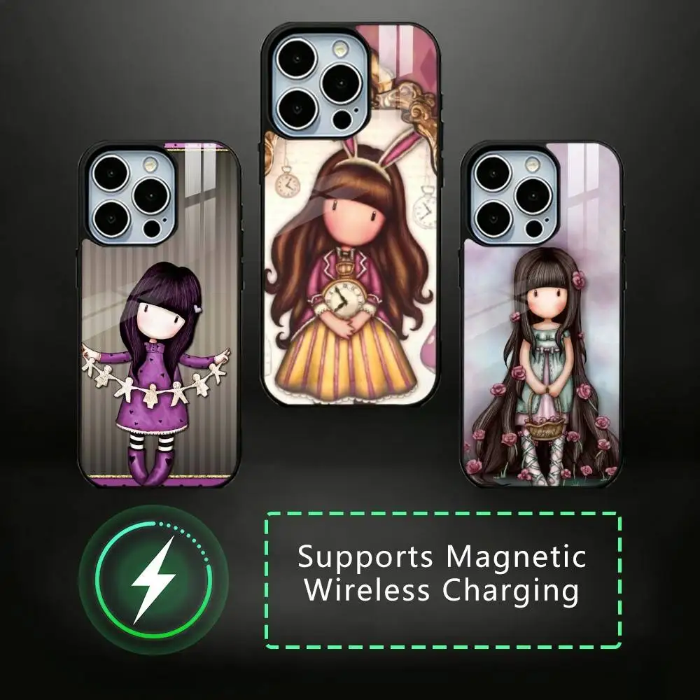 Cute S-Santoro G-Gorjuss Phone Case For iPhone17,16,15,14,13,12,11 Plus,Pro Compatible with magnetic wireless charging