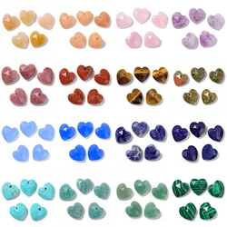 5Pcs Faceted Heart Shape Stone Pendants Tiger Eye Crystals Tourmaline Gems Pendant Charm for Jewelry Making Accessories 12-13mm