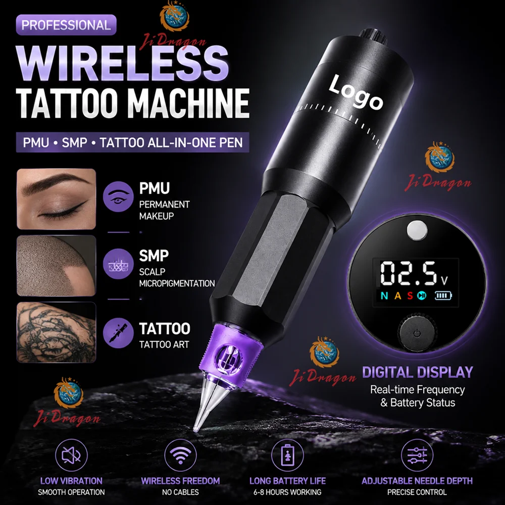 Wireless Tattoo Machine Rotary Pen Digital Display PMU SMP Machine Permanent Makeup Scalp Micropigmentation for Eyebrow Lip