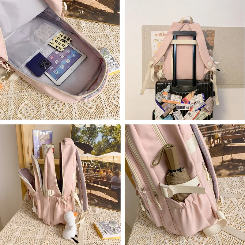 Women Nylon Laptop Cute Men Waterproof Travel School Bag Ladies Student Girl Boy Book Bag Male Female College Backpack Trendy