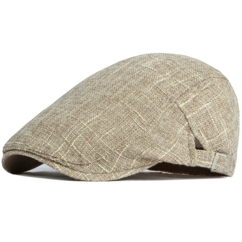 Béret en lin de coton réglable pour hommes et femmes, casquette plate masculine et féminine, chapeau de printemps, casquette d\'été, HT4011, 2022