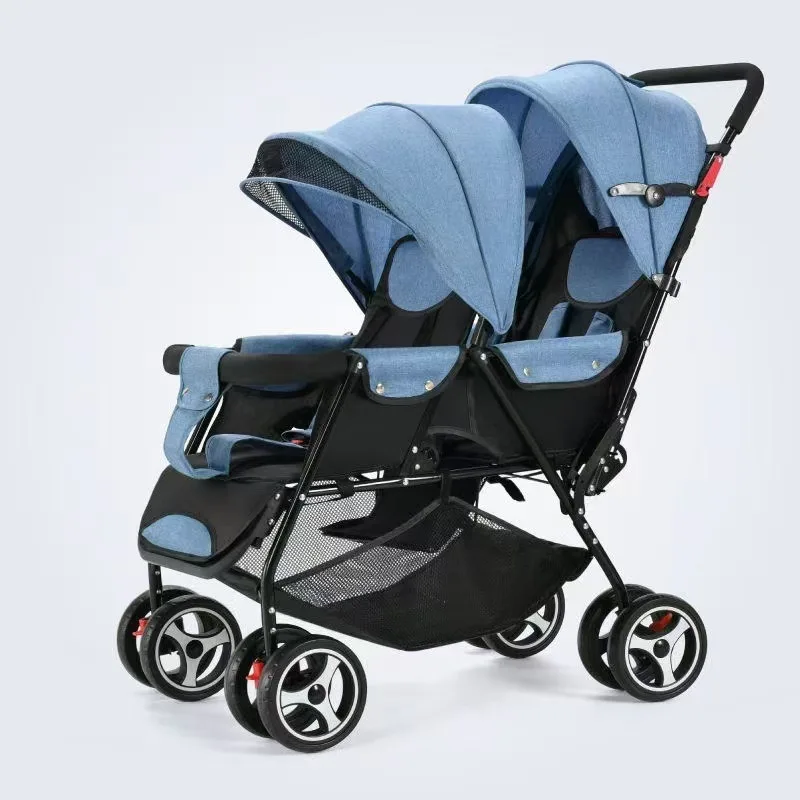 

Baby stroller, baby four wheeled twin stroller, can sit or lie down