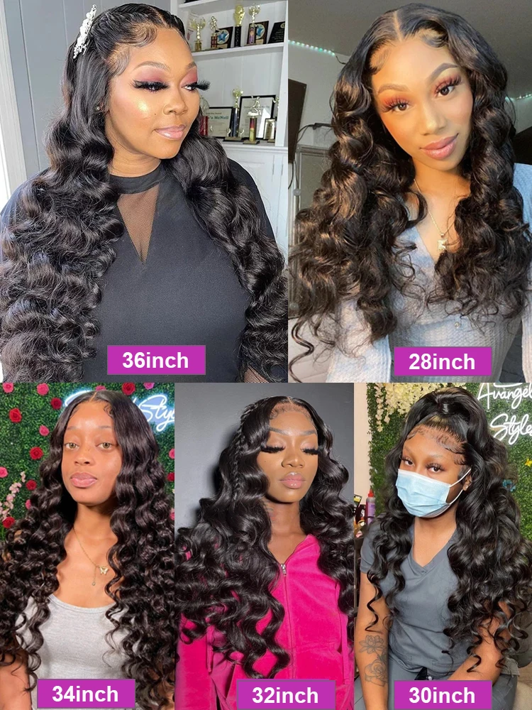 250 Density Loose Deep Wave Lace Frontal Wig 13x6 Hd Glueless Natural Wave Curly Lace Front Human Hair Wigs For Women 30 40 Inch