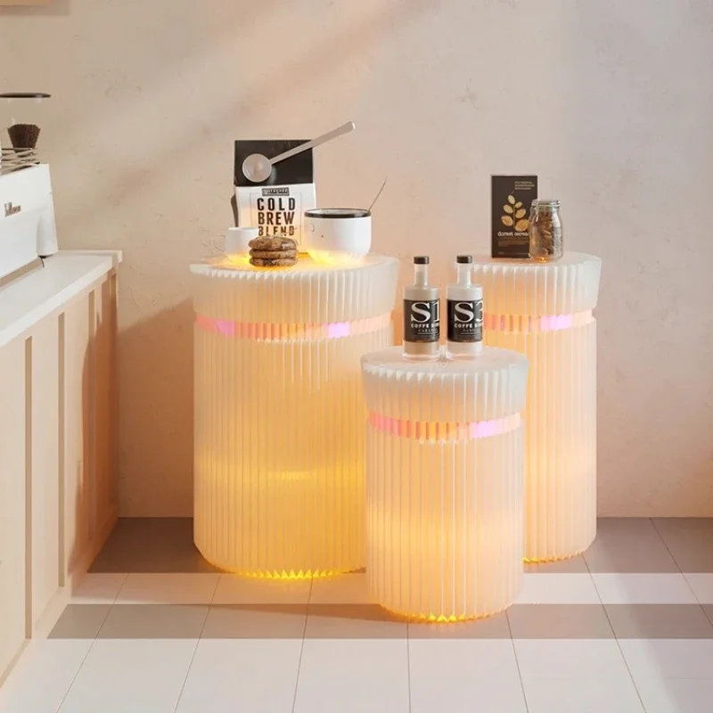 Eighteen Paper Cylindrical Display Stand, Figure Display Shelf Cabinet, Commercial Display Stand，7 Colors Can Be Changed