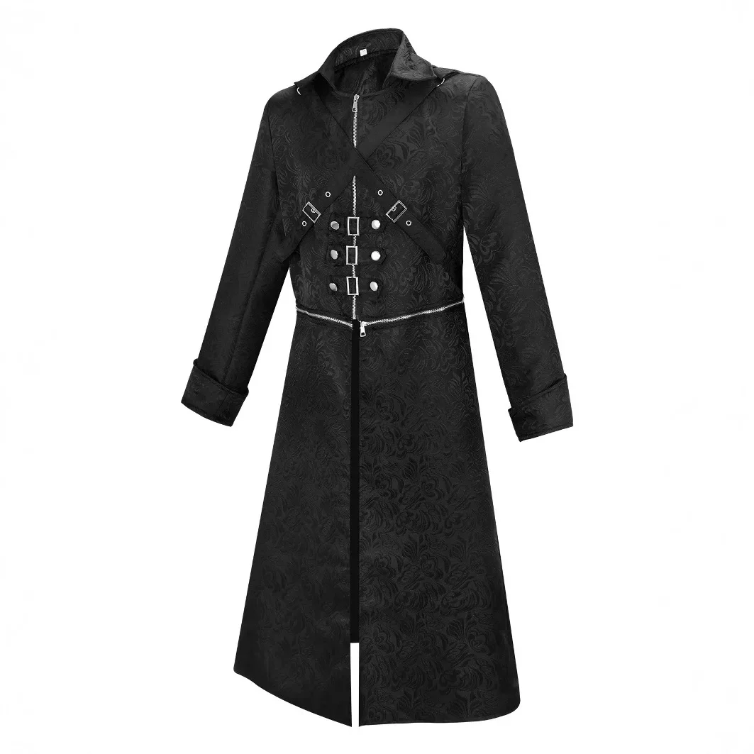 Medieval Gothic Vintage Long Coat Detachable Zipper Hunter Jacket  Renaissance Carnival Costume for Cosplay Halloween Costume