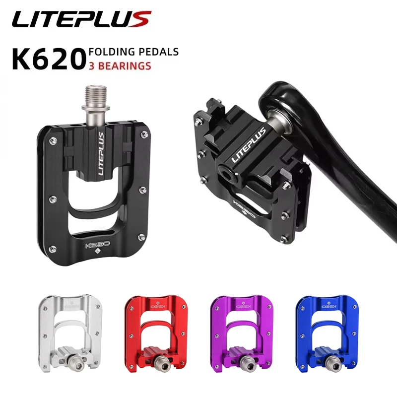 

Liteplus K620 three Bearing Folding Pedal Aluminum Alloy Double-sided Anti-slip Pedals for Brompton Bicycle Pedals Accessories