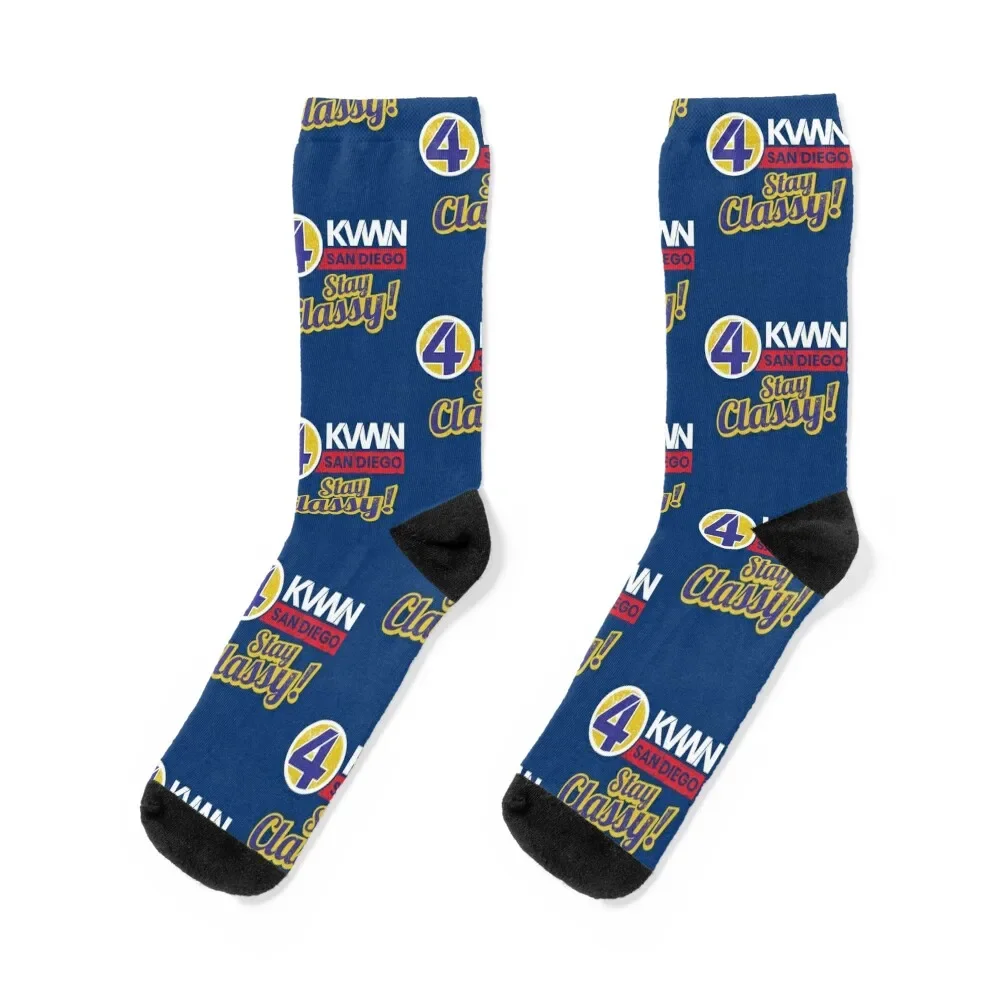 KVWN News Team Stay Classy San Diego Socks cycling Rugby christmas stocking Men's Socks Luxury Women's